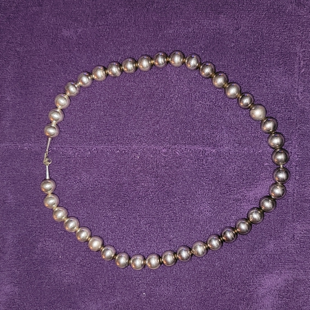 Vintage Sterling Silver Bead Necklace